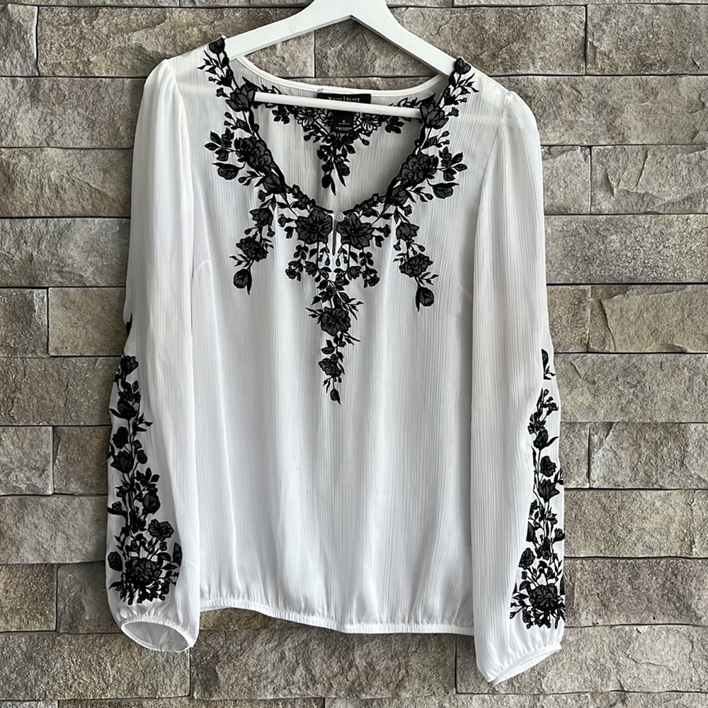 WHBM white sheer blouse